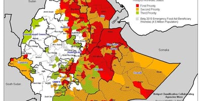 Kort af Eþíópíu þurrka