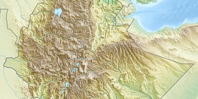 Kort af Eþíópíu fjöll
