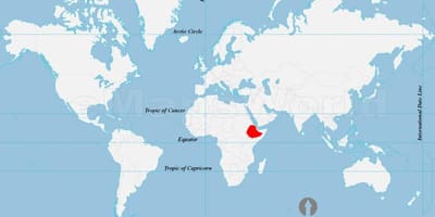 Kort af Eþíópíu staðsetningu á world